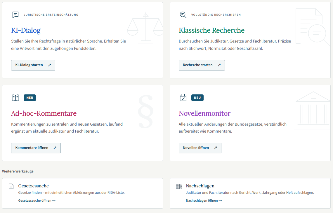 RIDA-Module und Werkzeuge in RIDA optimum